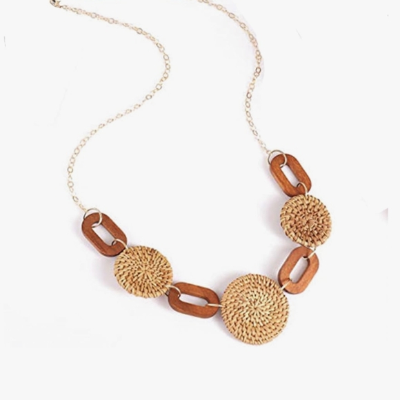 🩴Boho Rattan Necklace and Earring Set - Picture 1 of 5